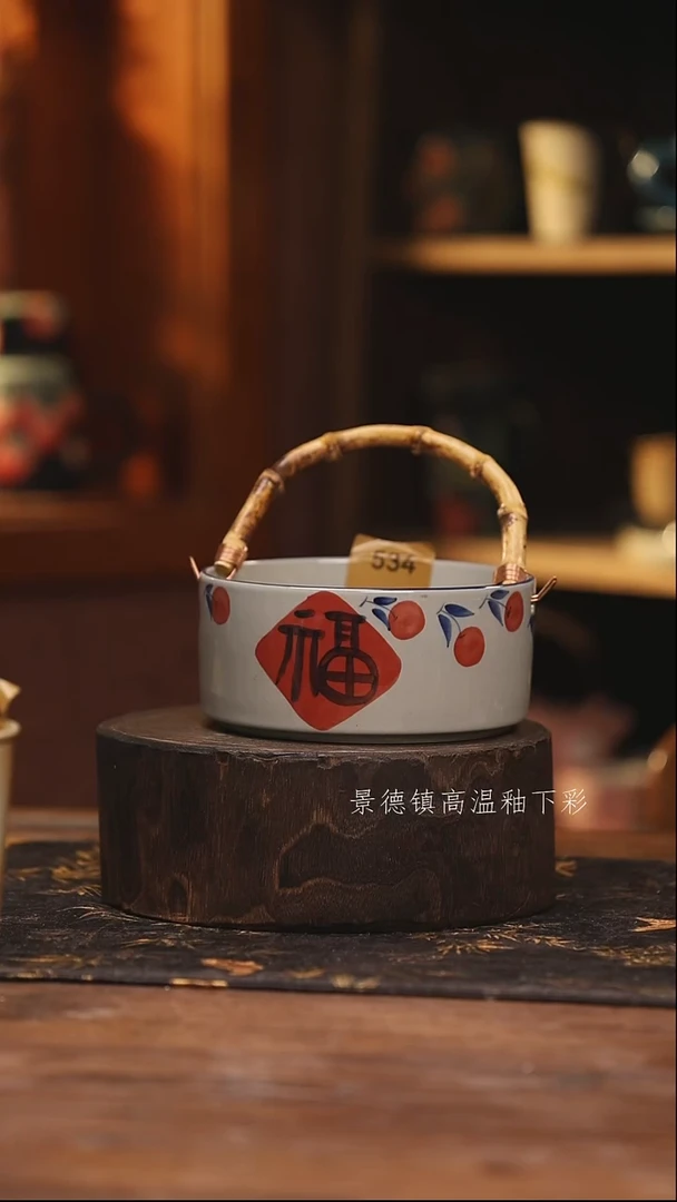 陶瓷景德镇高温釉下手绘陶瓷@L534@