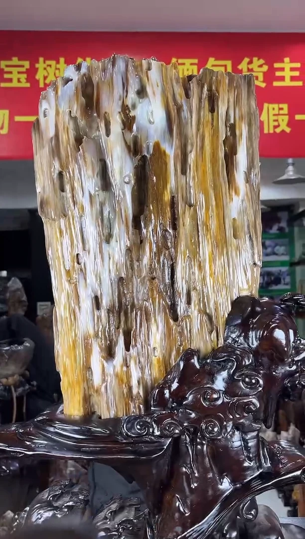 缅甸天然树化玉摆件