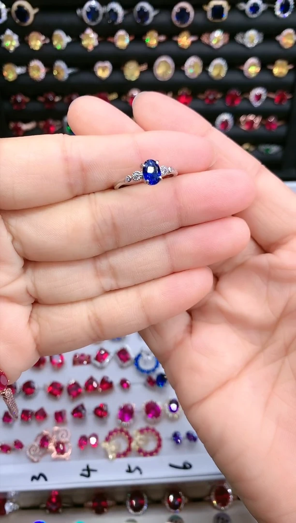 【闪购商品】蓝宝石戒指银S925镶嵌银色