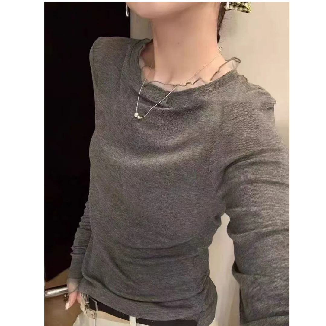 十三行白白-领口木耳边设计感打底#60216