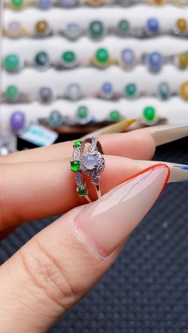 银S925镶嵌戒指翡翠0336