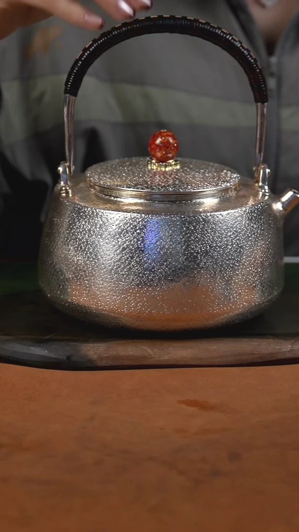 手工锤纹雪花纹烧水提梁