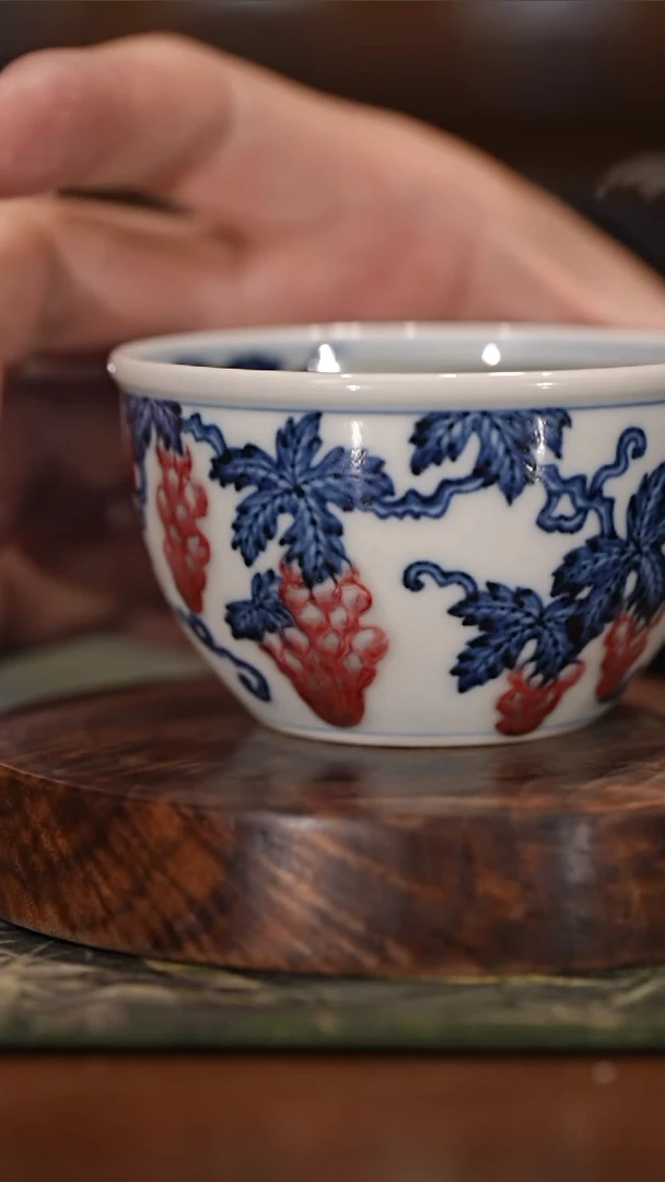 【闪购商品】古官慕明釉里红万紫千红缸杯