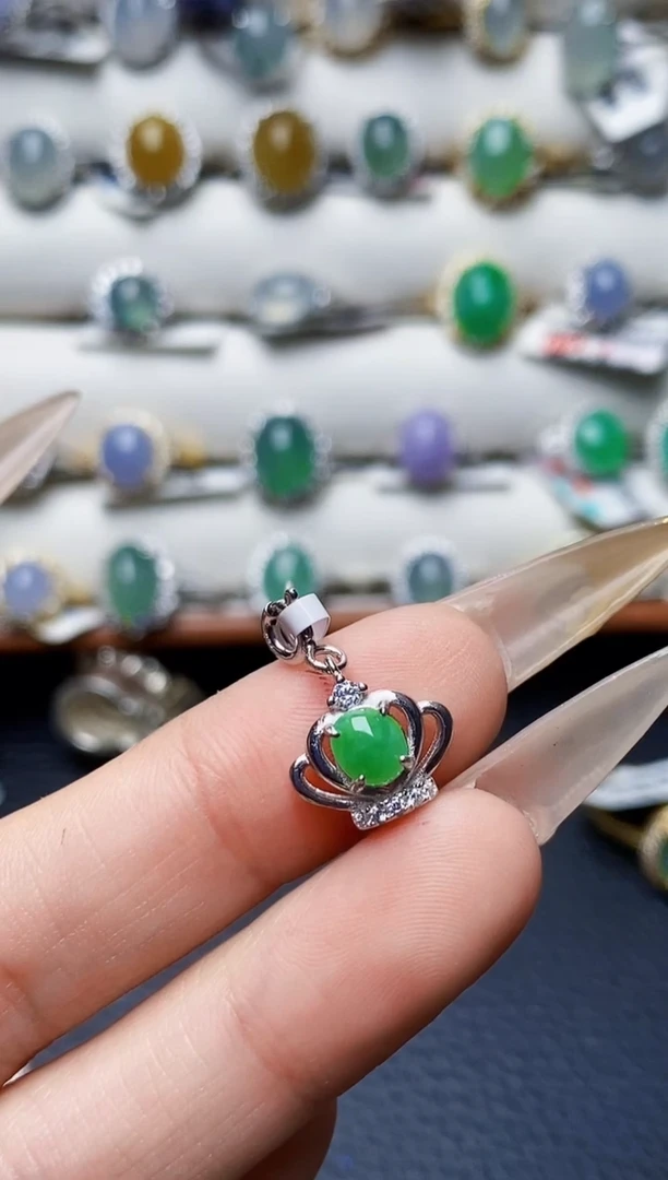 银S925镶嵌戒指翡翠仙***怼1105