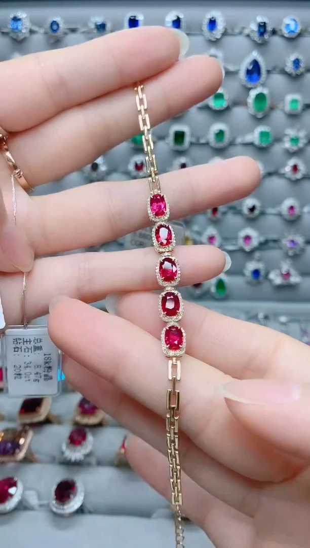 【闪购商品】红宝石18K金手链18K金镶嵌.