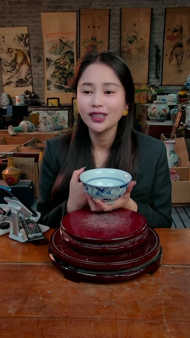 摆件陶景德镇陶瓷摆件刀字碗