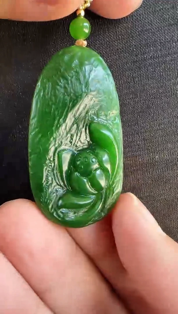 【闪购商品】和田玉（碧玉）吊坠未镶嵌荷花