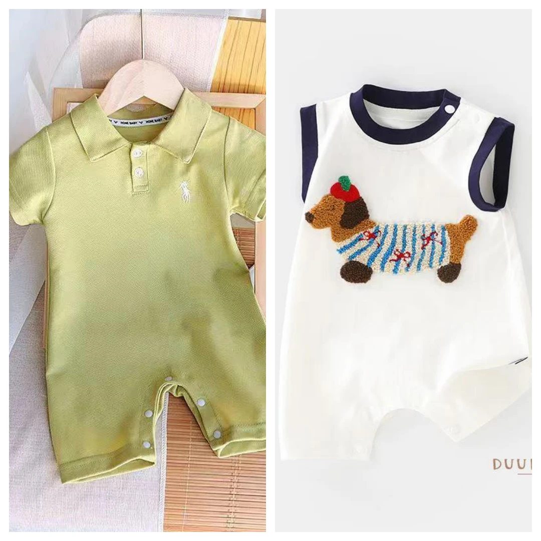 【到手2件】新款夏季婴幼儿薄款洋气夏装宝宝可爱连体衣哈衣