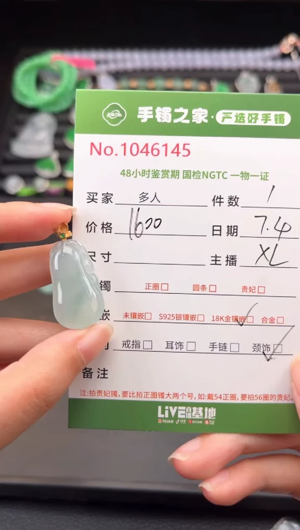 翡翠18K金镶嵌颈饰多人