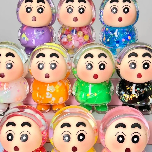 【个人单】混拆新款巨无霸小新拉布头爆闪流沙网红少女心透明摆件