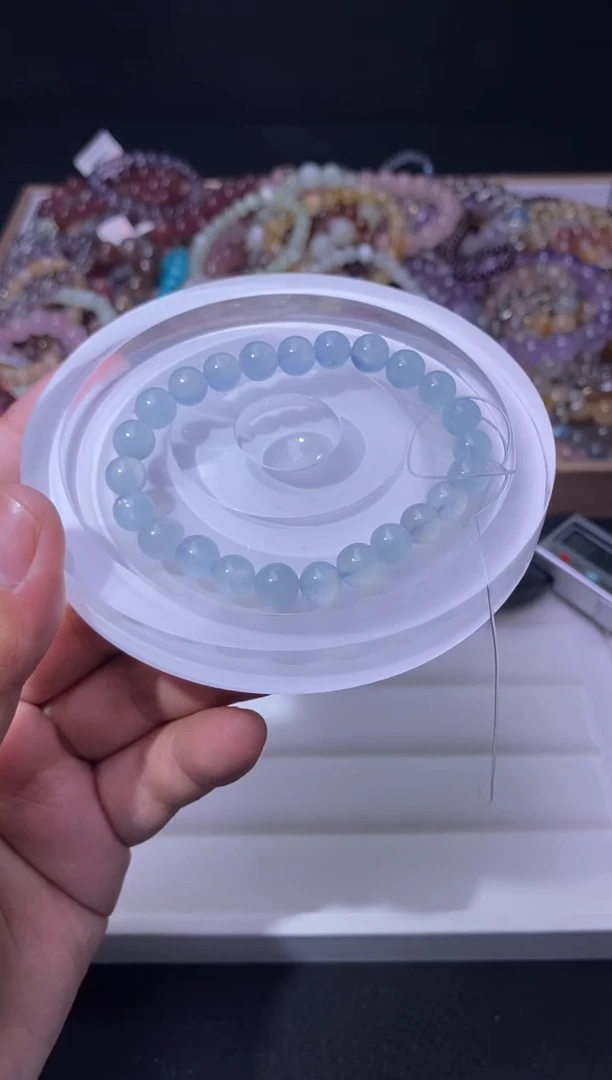 水晶手串未镶嵌8mm海蓝宝