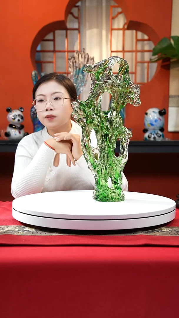 手工艺品琉璃柳芽绿太湖石
