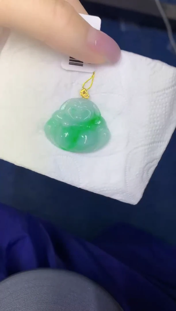 颈饰18K金镶嵌翡翠缅甸天然翡翠A货