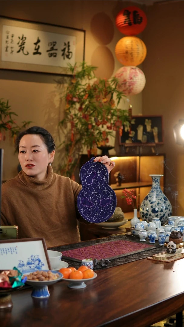 【闪购商品】织绣葫芦茶席藏青色