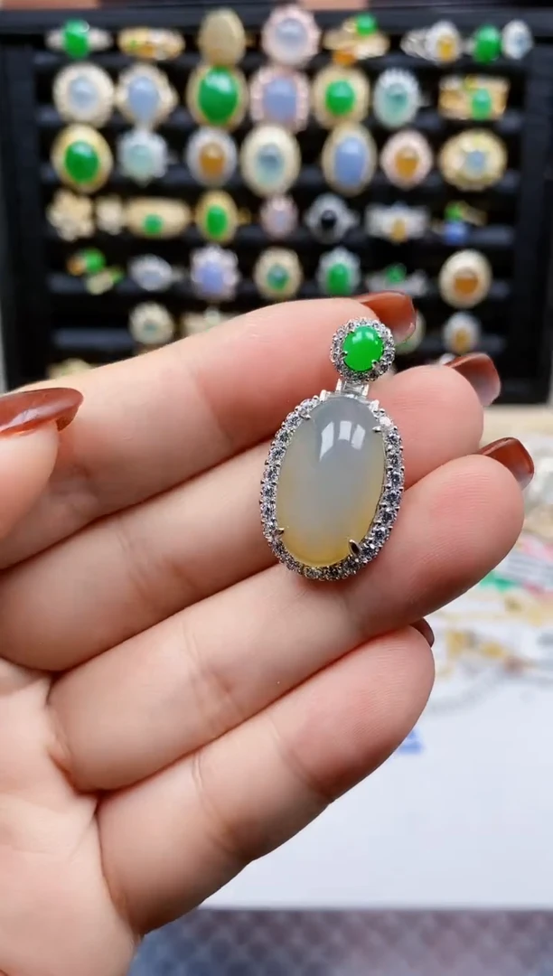 银S925镶嵌戒指翡翠454