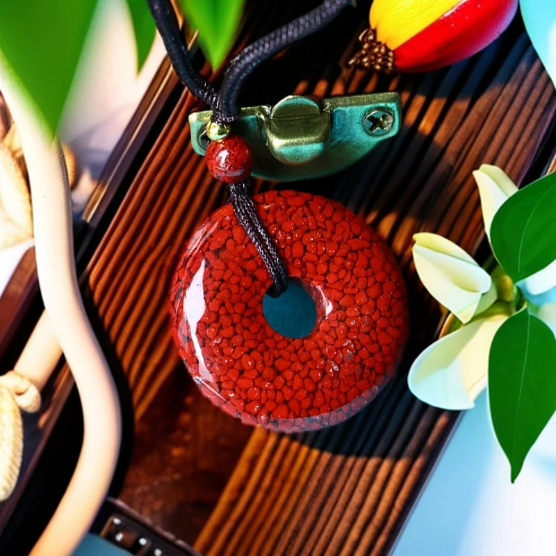 含辰砂工艺品【嘉琪珠宝】朱砂晶体砂正品精美百搭平安扣