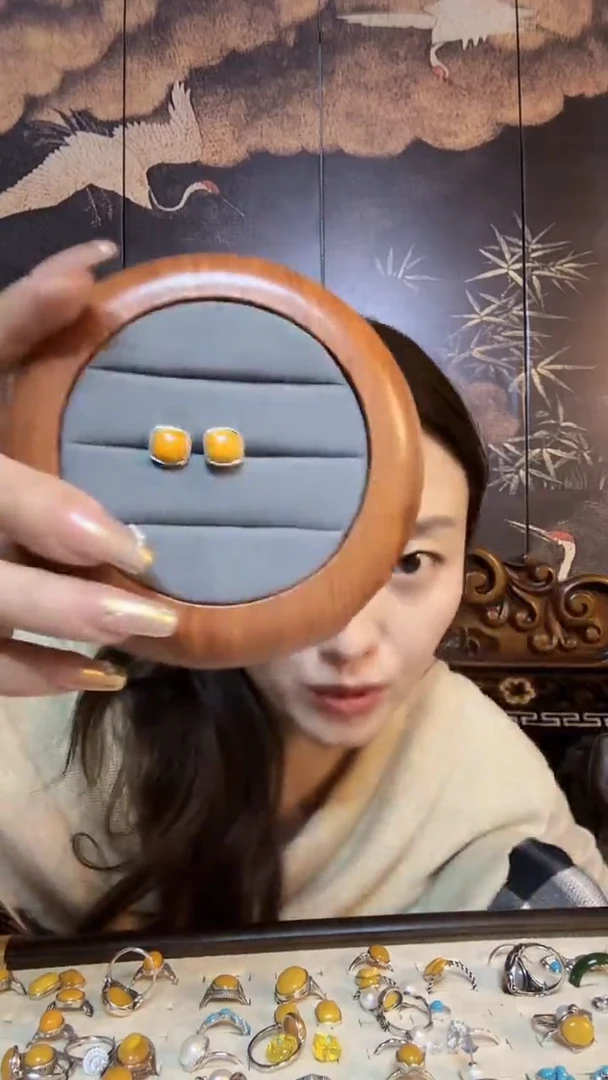 羽毛925银索南措姆设计款长方形耳钉