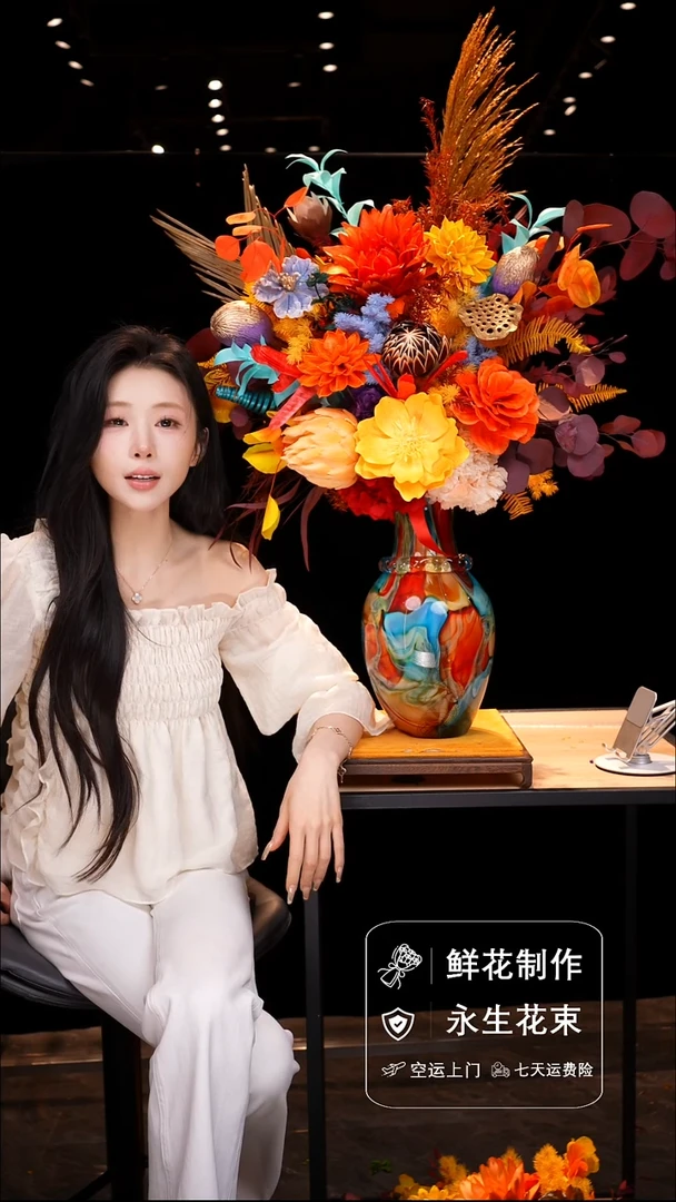 琉璃瓶手工花器花束空运包邮送货上门-以图片为准