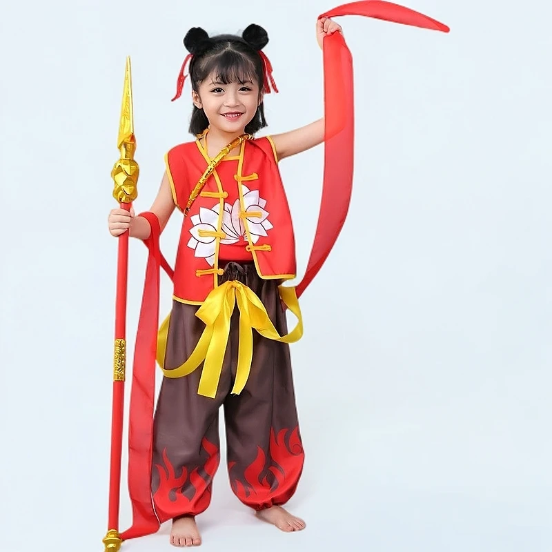 哪吒衣服女童表演服哪吒魔童降世衣服套装中国哪吒衣服套装儿童