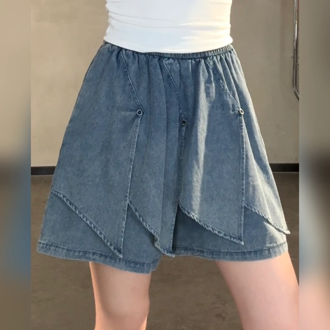 VGVL裙裤【盐汽水】不规则下摆设计感牛仔裙裤夏季百搭裤裙女