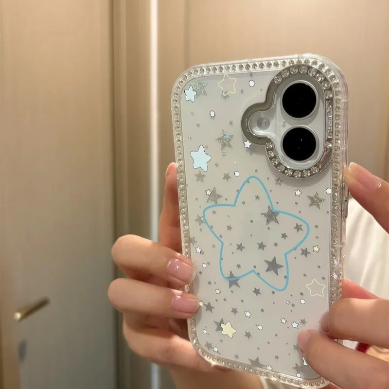 ZMGX满屏星星线条适用iPhone17/16promax闪粉手机壳苹果15/14创意