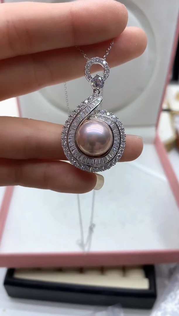 套链银S925镶嵌淡水珍珠吊坠套链