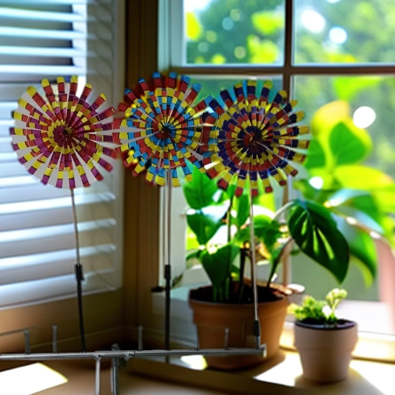 老北京传统七彩旋转双层风车玩具户外装饰地摊热卖风车转转乐玩具