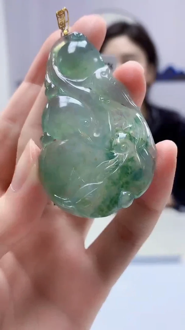 【闪购商品】定制翡翠18K金镶嵌4829zm-毛货挂件98