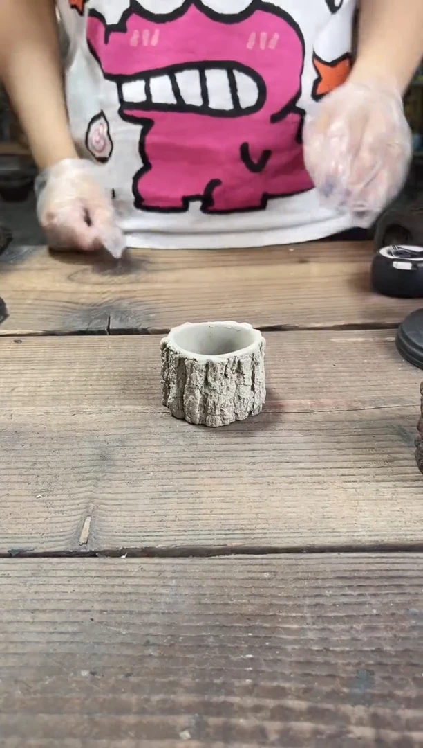 陶土丨白灰小树桩盆