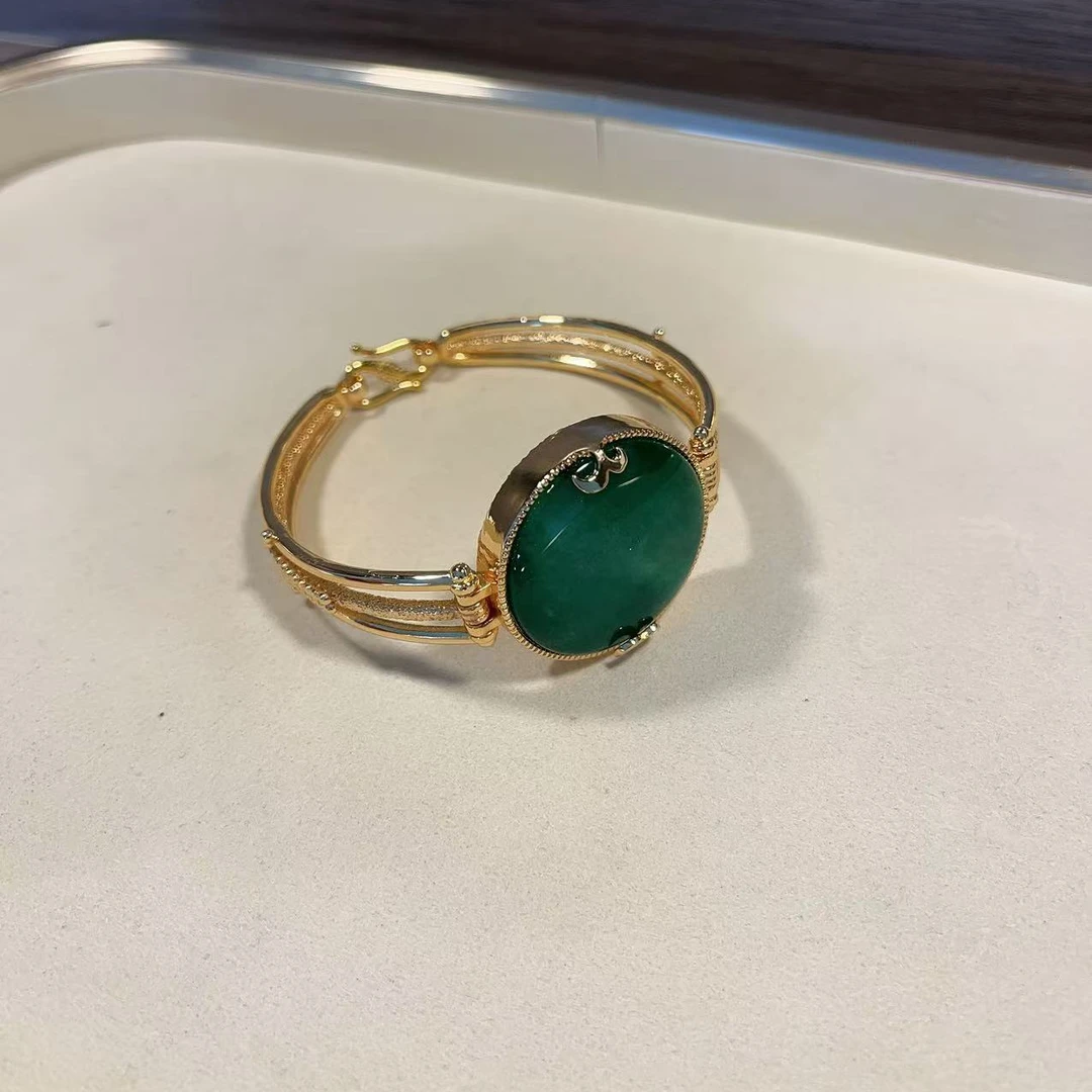 龙吟飘花圆牌手镯L0039