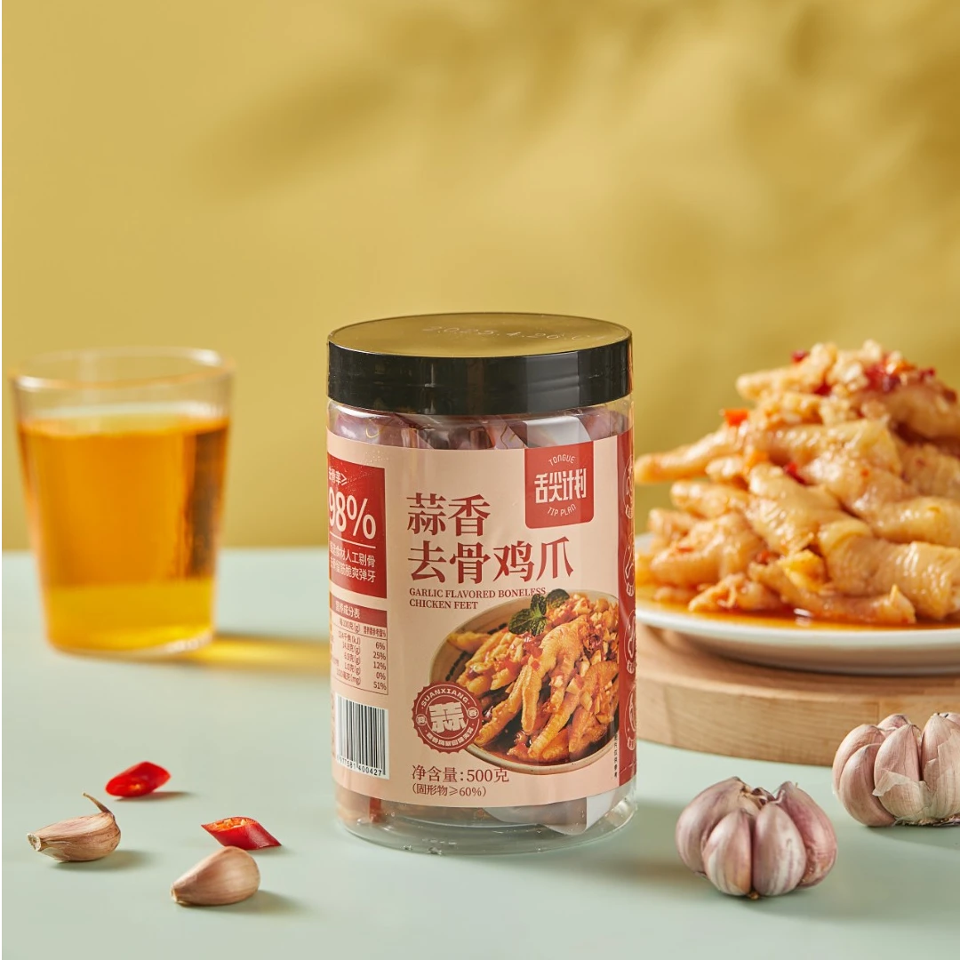 舌尖计划免剔骨鸡爪蒜香浓郁贡菜脆嫩大口吃肉超满足500g罐*2罐