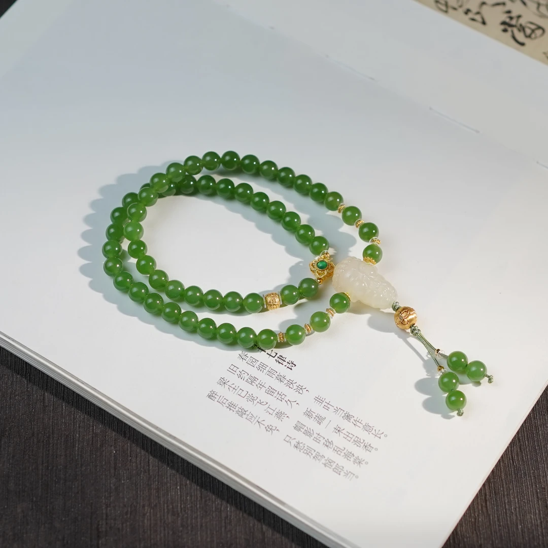 【瑶施】和田玉*手串*18k金镶嵌（备注手围）