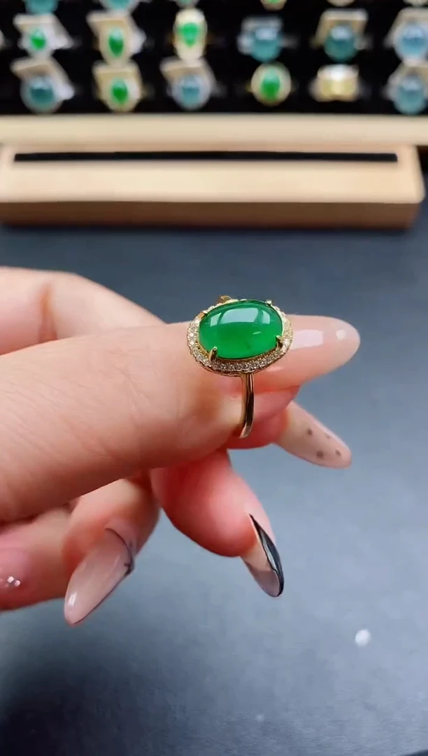 银S925镶嵌戒指翡翠1