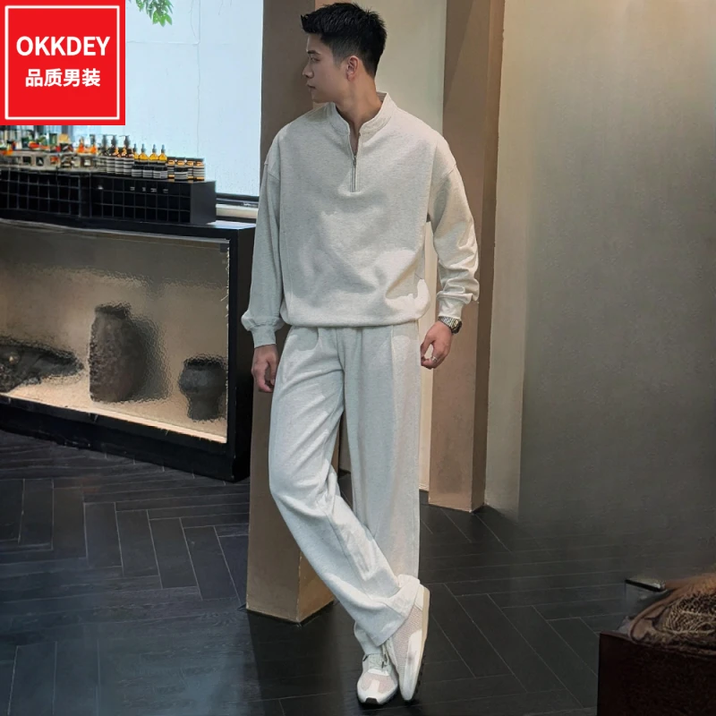 春秋新款男士潮牌休闲套装潮流宽松衣服运动卫裤高级感男装两件套