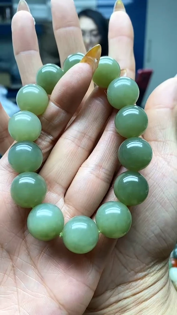 未镶嵌手串和田玉青海料湖水绿16