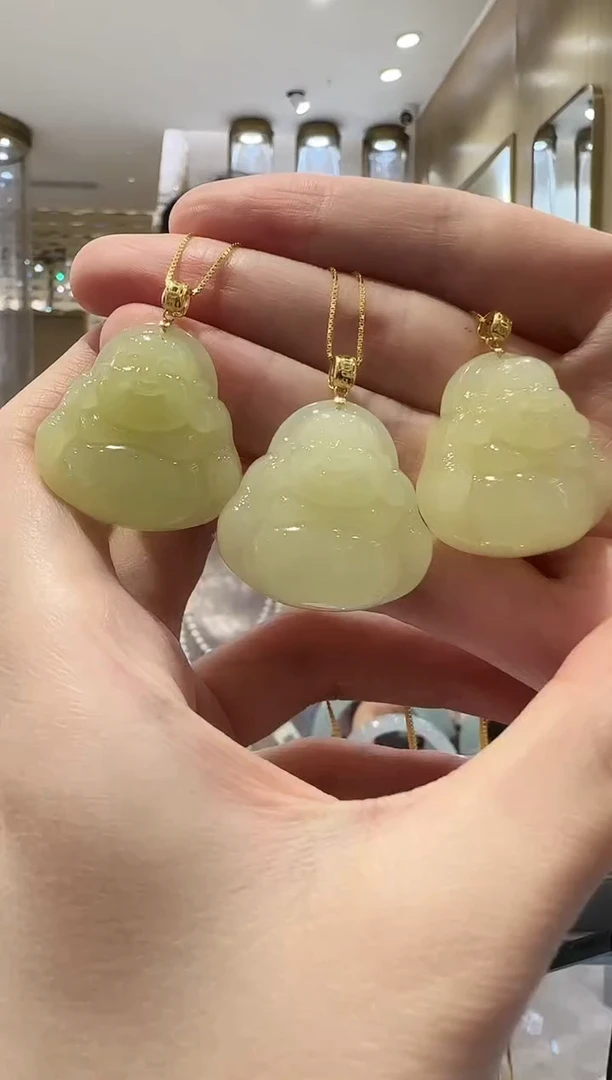 和田玉18K金镶嵌颈饰26多样发一26.7*7.1*26.1