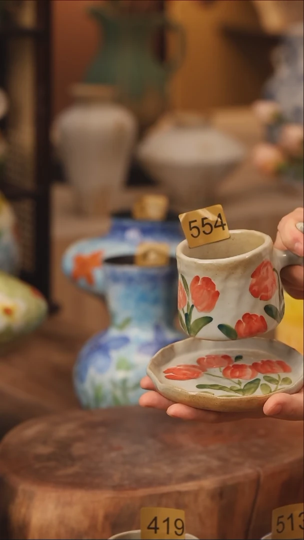 陶瓷554景德镇设计师手作花器摆件侘寂风