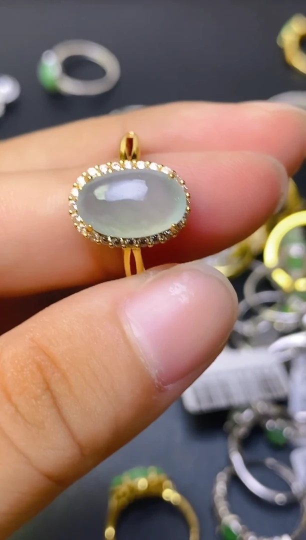 翡翠戒指银S925镶嵌百内无证书