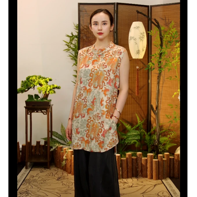 晴曦原创【如鱼得水】长75夏款气质优雅轻中式奥黛款上衣
