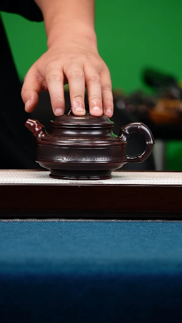 茶壶紫砂双线竹鼓 铁血红砂 兰亭集序