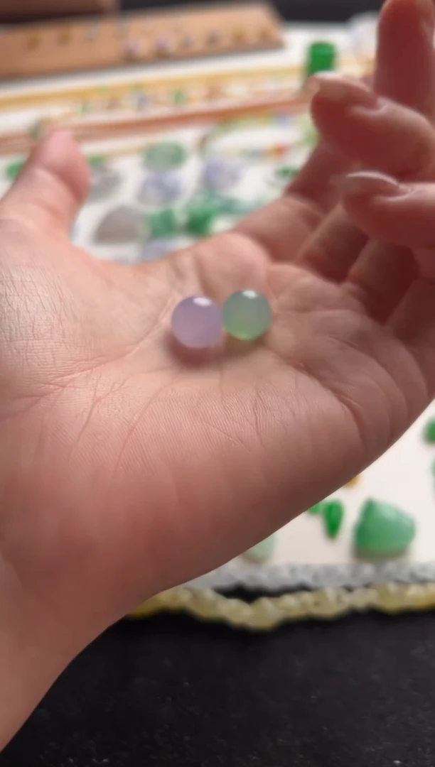 定制翡翠未镶嵌D****n紫绿圆珠7500+750