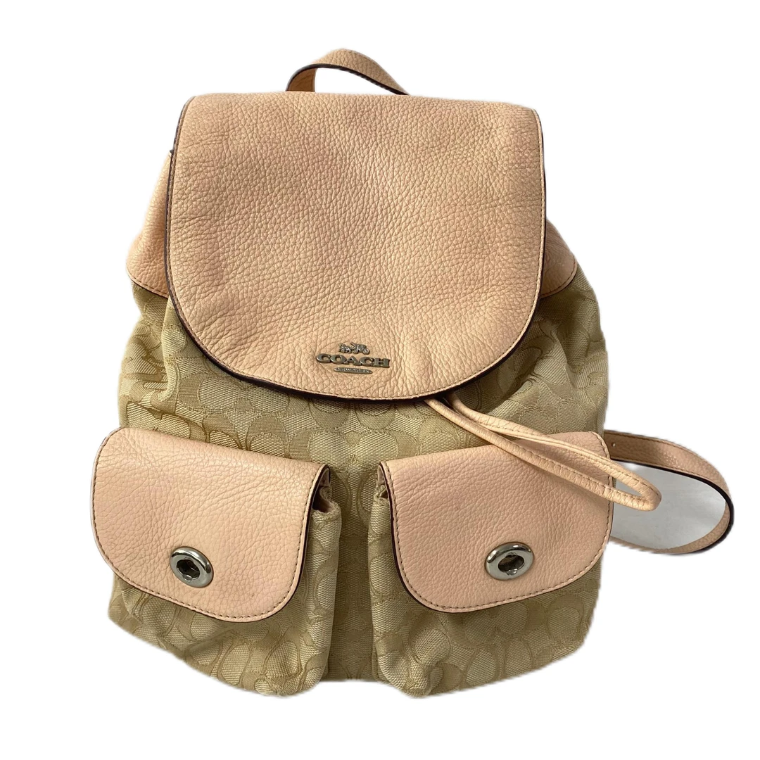 95新 COACH/蔻驰 经典老花帆布拼皮双肩背包 SH-30208-A