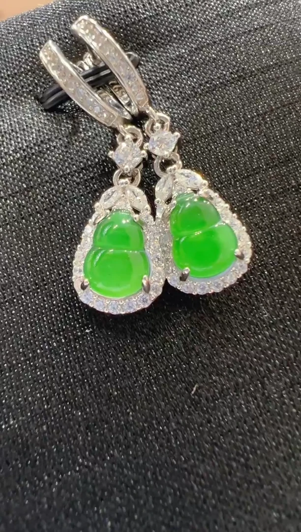 【闪购商品】翡翠耳坠银S925镶嵌