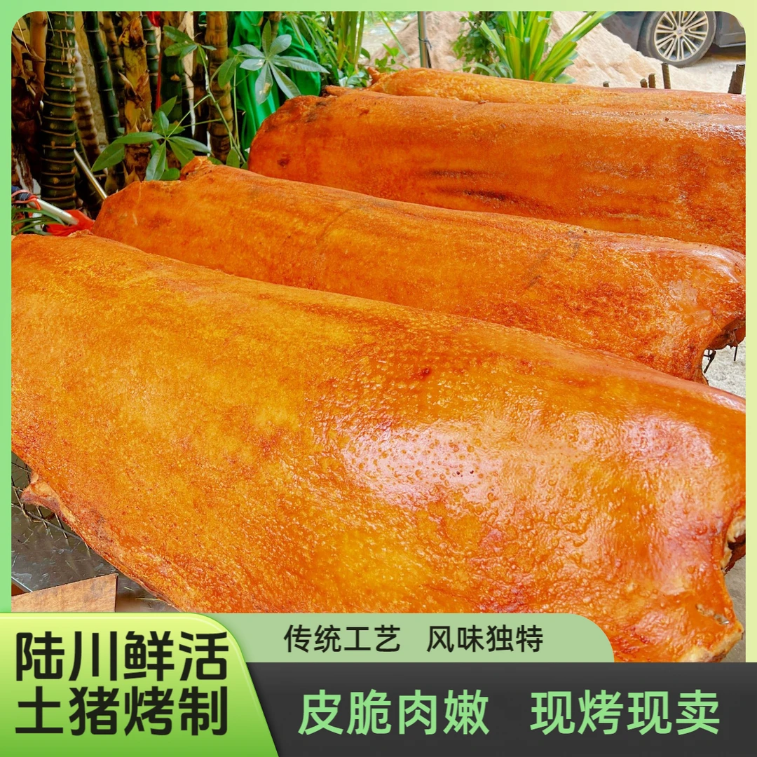 陆川烤土猪买1斤送1斤到手两斤脆皮金黄整只烤猪加热即食抽真空发顺丰