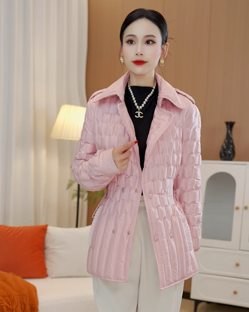 25冬季宽松型长袖双排扣保暖立领冬女士休闲羽绒服