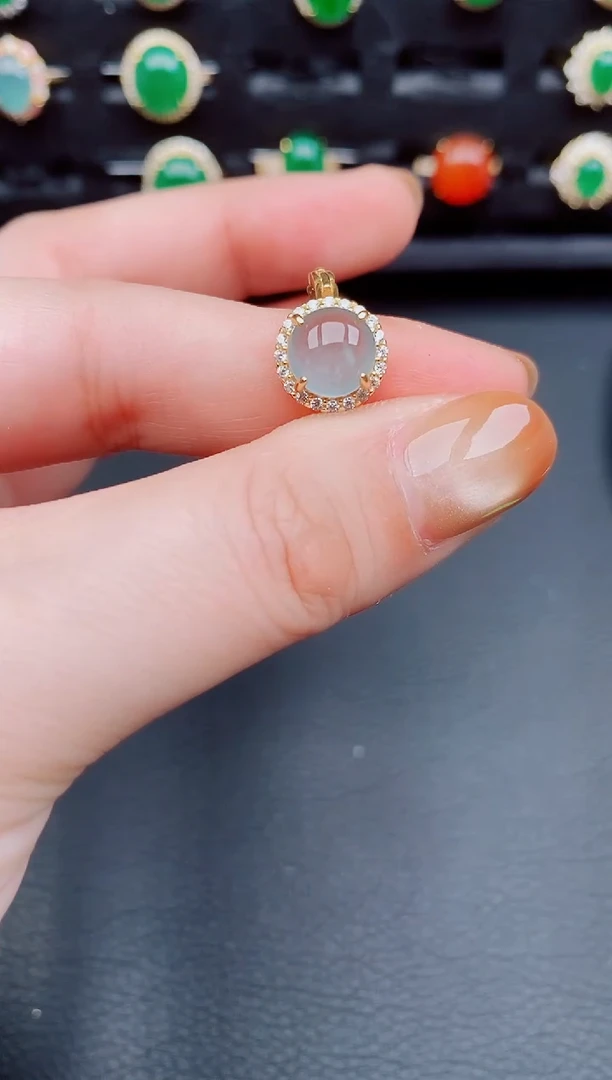 【闪购商品】翡翠戒指银S925镶嵌天然a货翡翠129