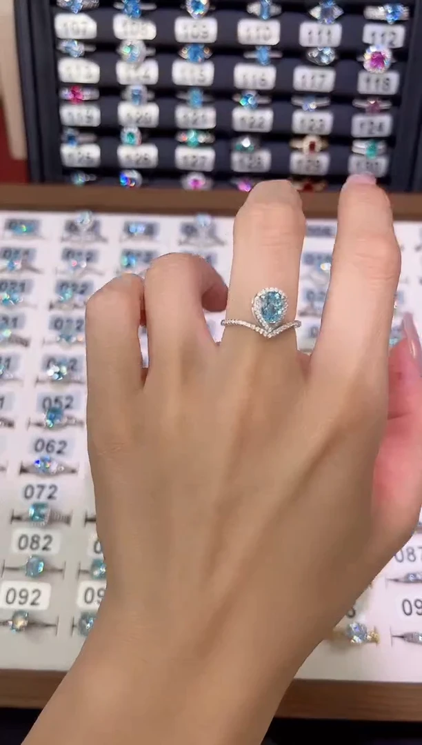 海蓝宝石戒圈银S925镶嵌0000