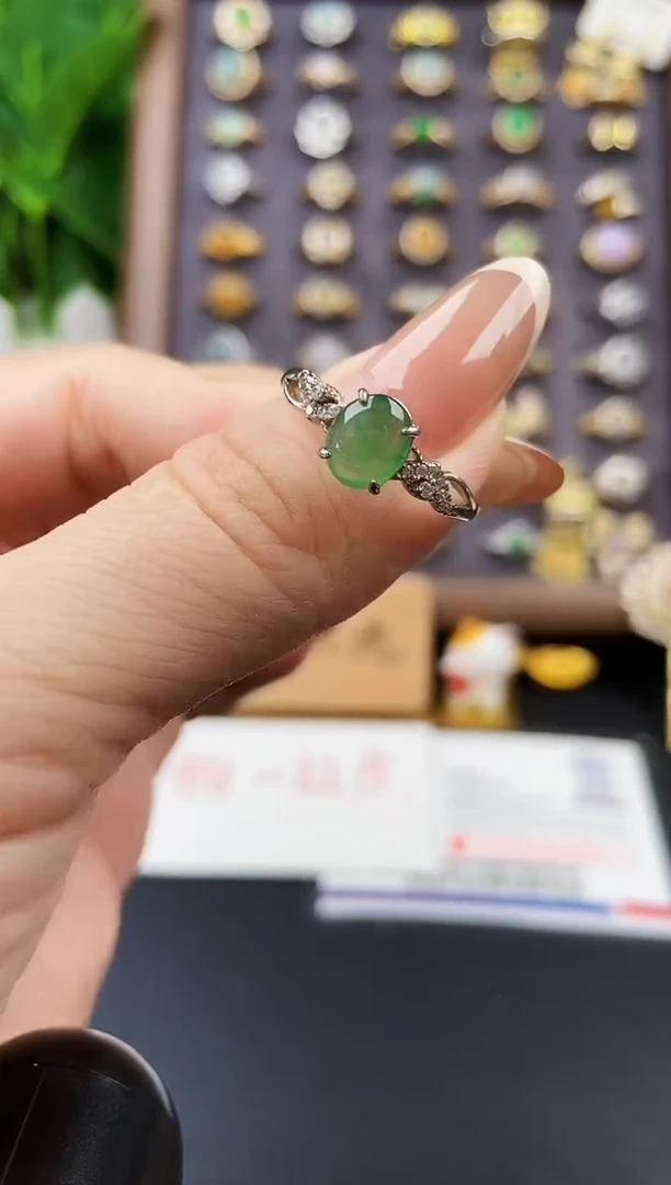 银S925镶嵌戒指翡翠12