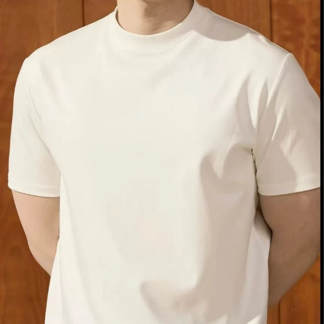 短袖t恤纯棉透气重磅纯棉高级感男装圆领宽松男女港风纯棉短袖T恤