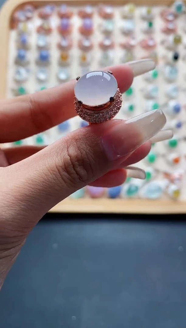 未镶嵌戒指翡翠 天然缅甸翡翠A货444 3-6